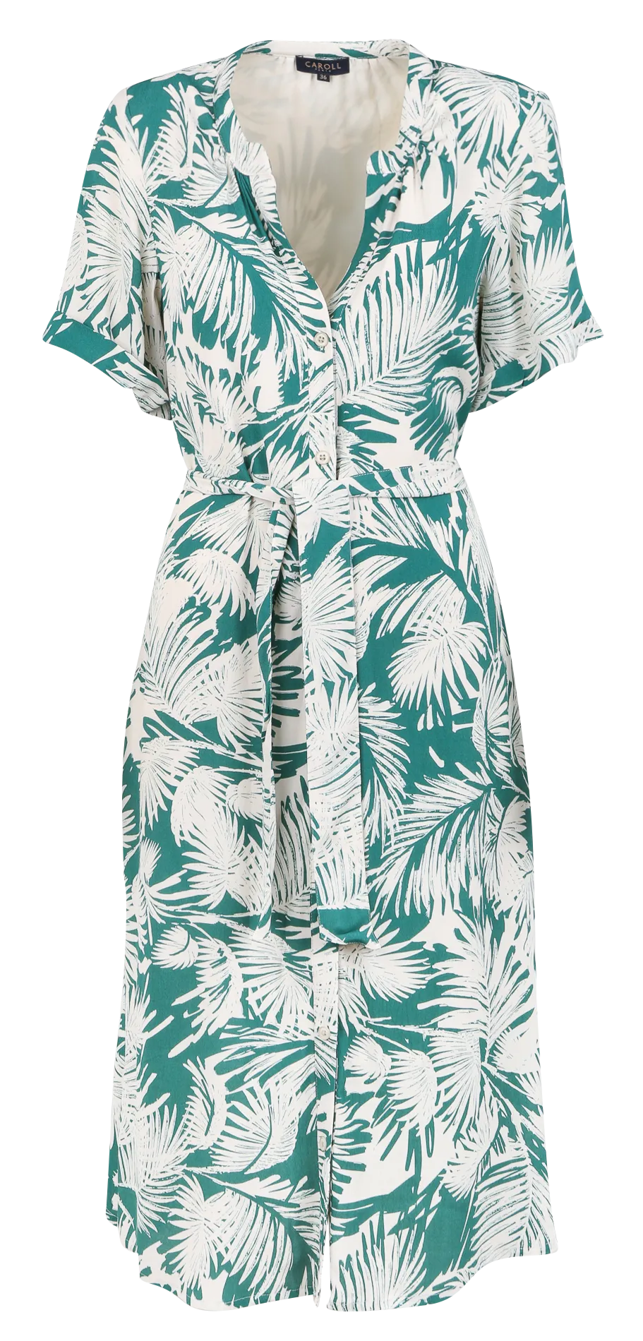 ZUMILIA - Vestido camisero recto estampado en verde